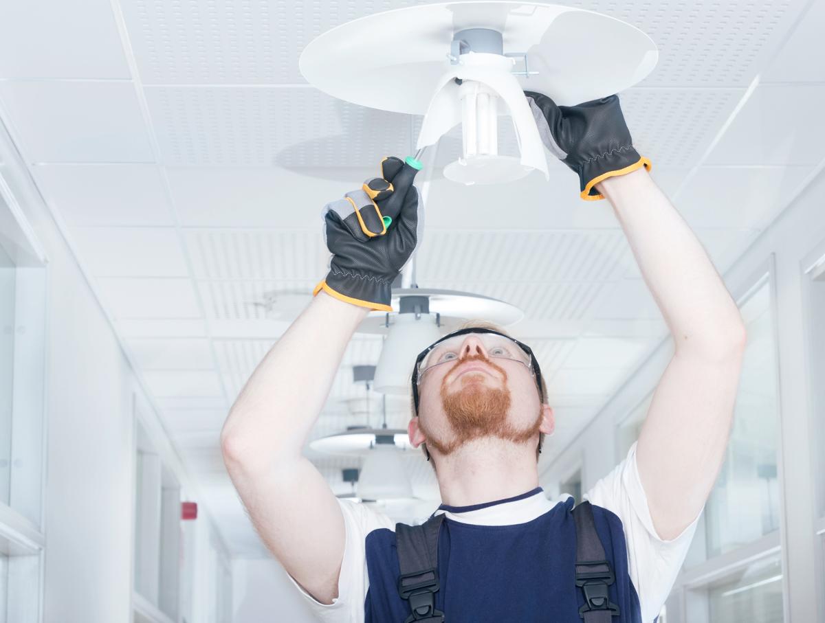 Commercial Lighting Contractor Installing LEDs